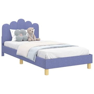 Vidaxl Otroški posteljni okvir z vznožjem Jeans modra 90 x 200 cm