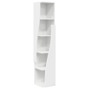 Vidaxl Kotna omarica Visok sijaj bela 27,5x27x140cm Konstruiran les