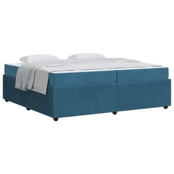 Vidaxl Konstrukcija postelje z vzmetnico Modra 200 x 200 cm blago