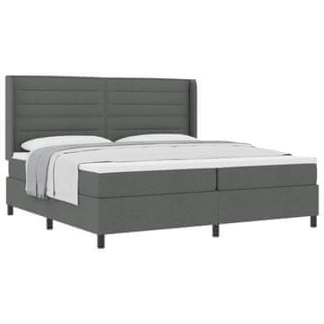 Vidaxl Postelja z vzmetnico z vzmetnico Temno siva 200 x 200 cm blago