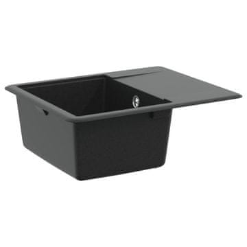 Vidaxl Umivalnica Črna 560 x 460 mm 80% Kvarc in 20% Smola