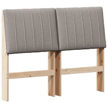 Vidaxl Tapecirano vzglavje Taupe 120 cm Masivno borovo les