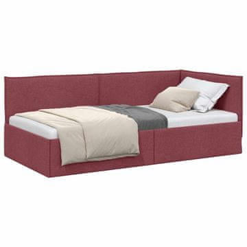 Vidaxl Kotna postelja z vzglavjem Vinorodna rdeča 90 x 190 cm blago