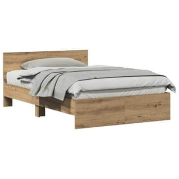 Vidaxl Posteljni okvir z vzglavjem Artisan hrast 120 x 190 cm