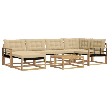 Vidaxl Zunanja garnitura za sedenje 7 szt. Bela in bež 79 x 79 x 37 cm