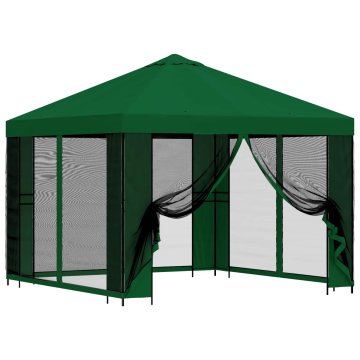 Vidaxl Vrtni gazebo s stranskimi stenami 3 x 3 m Zelena