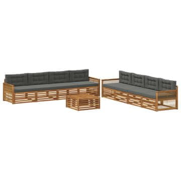 Vidaxl Zunanja garnitura za sedenje 9 szt. Naravna in antracitna