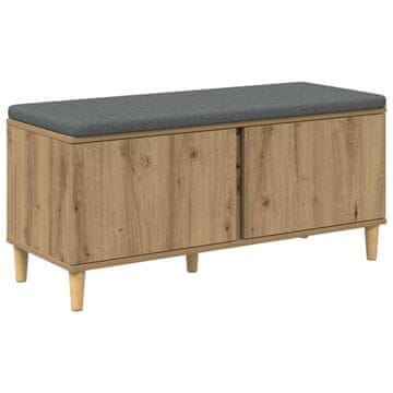 Vidaxl Haldna klop z blazino z vrati Obrtni Hrast 100 x 38 x 46 cm