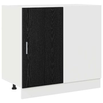 Vidaxl Kuhinjski kotni osnovni kabinet Črni hrast 86 x 46 x 81,5 cm