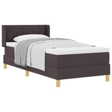 Vidaxl Postelja z vzmetnico z vzglavjem Temno rjava 200 x 90 cm blago