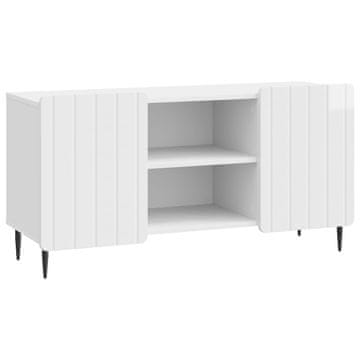 Vidaxl TV omarica Bela visok sijaj 102 x 34,5 x 52 cm Inženirski les