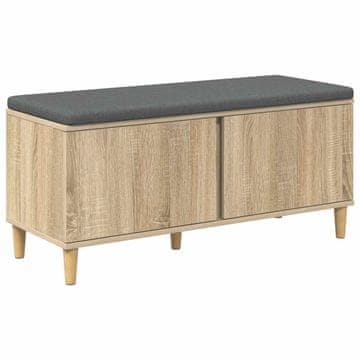 Vidaxl Haldna klop z blazino z vrati Sonoma hrast 100 x 38 x 46 cm