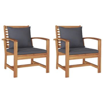 Vidaxl Stol z blazino 2 Kos Rjava in temno siva 65 x 60 x 76,5 cm