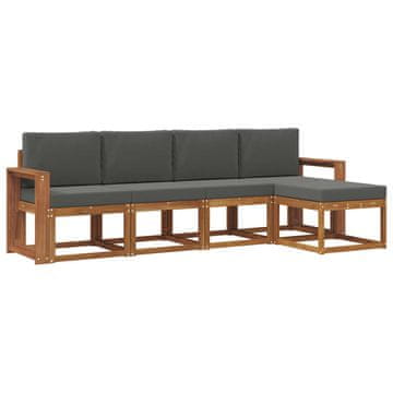 Vidaxl Zunanja garnitura za sedenje 5 szt. Naravna in antracitna