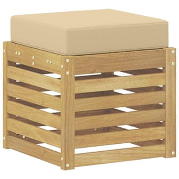 Vidaxl Zunanji stolček klop Bela 43 x 43 x 45 cm Masiven les akacije