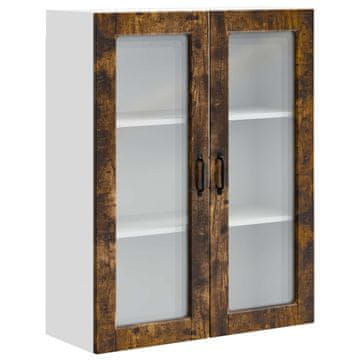 Vidaxl Stenski stekleni omarica PORTO Dimljeni oreh 80 x 31 x 100 cm