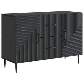 Vidaxl Strani šal s predalom Črna 89 x 34,5 x 60 cm Inženirski les