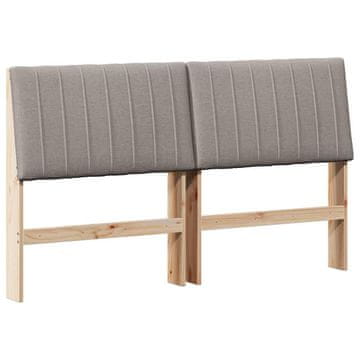 Vidaxl Tapecirano vzglavje Taupe 150 cm Masivno borovo les