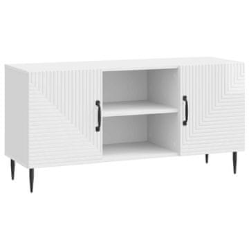 Vidaxl TV omarica Bela visok sijaj 102 x 34,5 x 50 cm Inženirski les