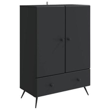 Vidaxl Strani šal s predalom Črna 66 x 34,5 x 95 cm Inženirski les