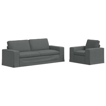 Vidaxl Kavčna garnitura 2 szt. Temno siva 222 x 80 x 82 cm blago