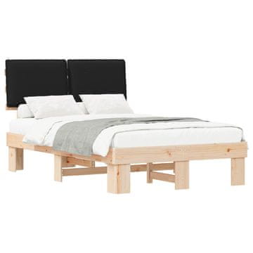 Vidaxl Posteljni okvir z oblazinjenim vzglavjem Črna 120 x 190 cm