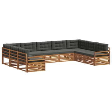 Vidaxl Zunanja garnitura za sedenje 9 szt. Naravna in antracitna