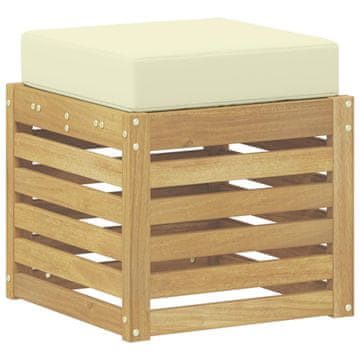 Vidaxl Zunanji stolček klop Bela 43 x 43 x 45 cm Masiven les akacije
