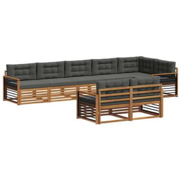 Vidaxl Zunanja garnitura za sedenje 8 szt. Naravna in antracitna