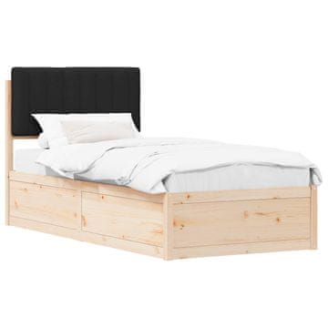 Vidaxl Posteljni okvir z oblazinjenim vzglavjem Črna 90 x 200 cm