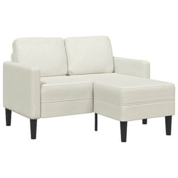 Vidaxl 2-sedežni kavč z ležiščem v obliki črke L, kremast 125 cm žamet