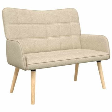 Vidaxl Kavč za 2 osebi Krem 115 x 61 x 87 cm Blago