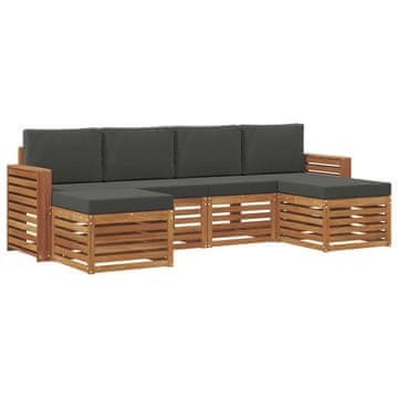 Vidaxl Sedežne garniture z blazino 6 szt. Naravna in antracitna