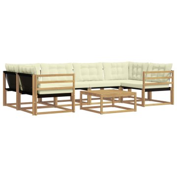 Vidaxl Zunanja garnitura za sedenje 7 szt. Bela in krem 79 x 79 x 37 cm