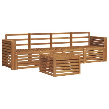 Vidaxl Sedežne garniture 5 szt. Naravna Masiven les akacije