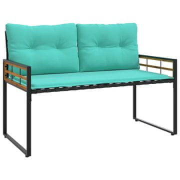 Vidaxl Lesena ležajna klop z blazino Turkizna 114 x 55 x 77 cm