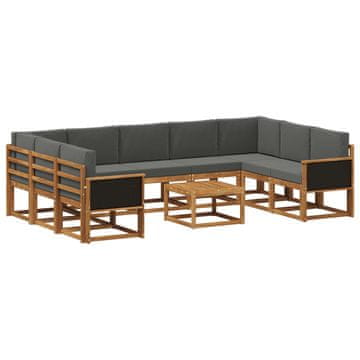 Vidaxl Zunanja garnitura za sedenje 10 szt. Naravna in antracitna