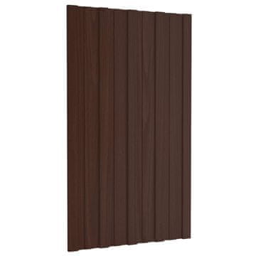Vidaxl Strešni panel 12 szt. Rjava 80 x 45 cm Pocinkano jeklo