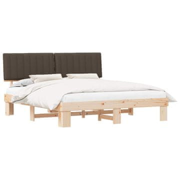 Vidaxl Posteljni okvir z oblazinjenim vzglavjem Taupe 180 x 200 cm