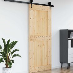 Vidaxl Vrata NARVIK 95 x 210 cm Masiven borov les (neobdelan) Naravna