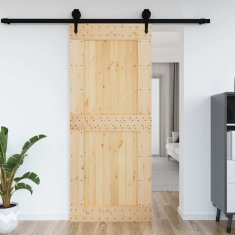 Vidaxl Vrata NARVIK 95 x 210 cm Masiven borov les (neobdelan) Naravna