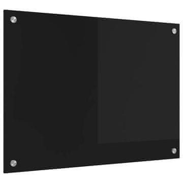 Vidaxl Kuhinjski panel Črna 70 x 50 cm kaljeno steklo