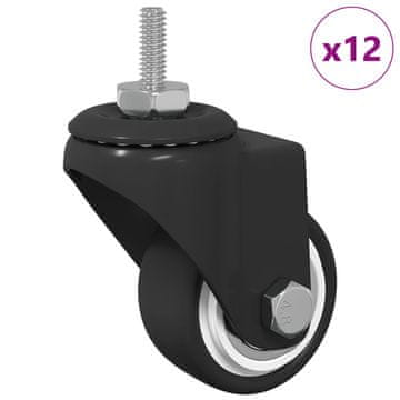 Vidaxl Vrteče kolesce 12 szt. Črna 40,4 x 40,4 x 19,7 mm