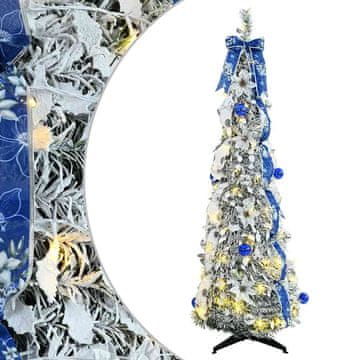 Vidaxl Umestno božično drevo med 100 LED z stojalom Bela 150 cm PVC