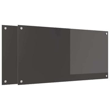 Vidaxl Kuhinjski panel 2 szt. Temno siva 100 x 50 cm kaljeno steklo