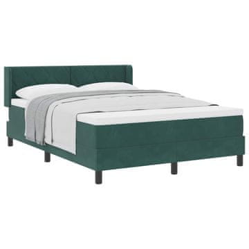 Vidaxl Postelja z vzmetnico Temno zelena 200 x 140 cm Žamet