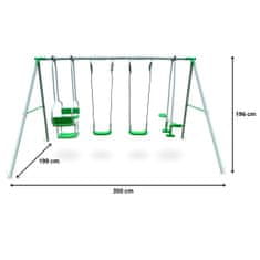 HyperMotion Vrtni komplet gugalnic za šest otrok z jeklenim okvirjem - nosilnost 300 kg, nastavljive vrvi 30 cm, odporno na UV, za otroke