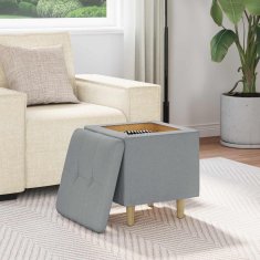 Vidaxl Ottoman s shranjevanjem Svetlo siva 40 x 40 x 45 cm blago