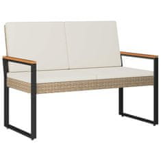 Vidaxl Zunanja klop Bež in smetanasto bela 107 x 61 x 80 cm poli ratan