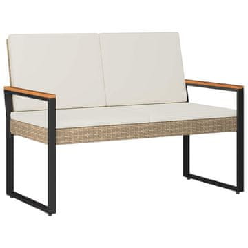 Vidaxl Zunanja klop Bež in smetanasto bela 107 x 61 x 80 cm poli ratan